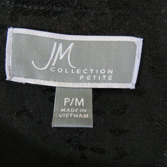 JM Collection Black & Gold 3/4 Sleeve Top Size Petite Medium - Picture 7 of 8